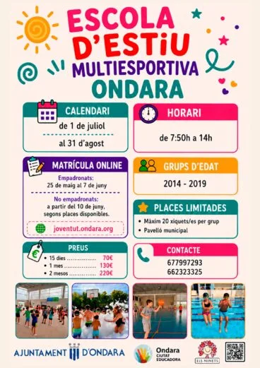 Cartel informativo de la Escola Multiesportiva d’Estiu Ondara