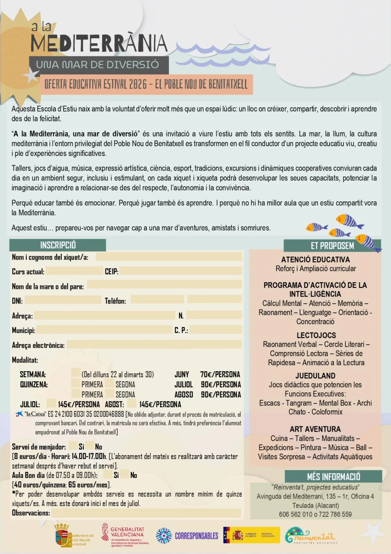 Cartell informatiu de l'Escoleta d'Estiu 2026