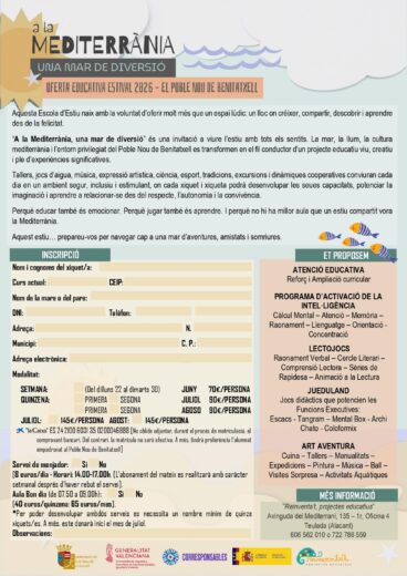 Cartell informatiu de l’Escoleta d’Estiu 2026