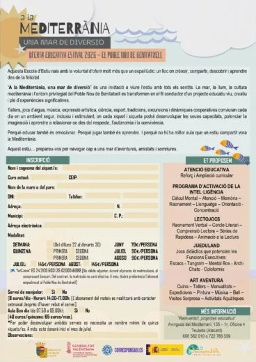 Cartell informatiu de l’Escoleta d’Estiu 2026