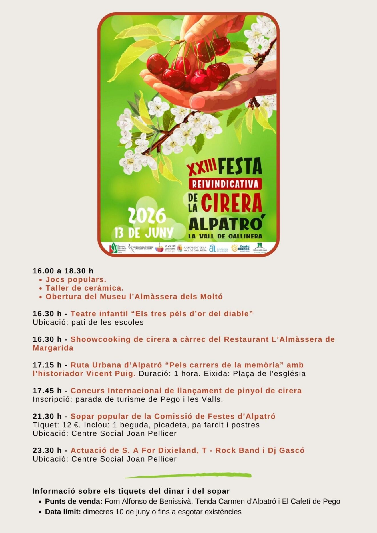 Cartell XXIII Festa de la Cirera Vall de Gallinera 2026