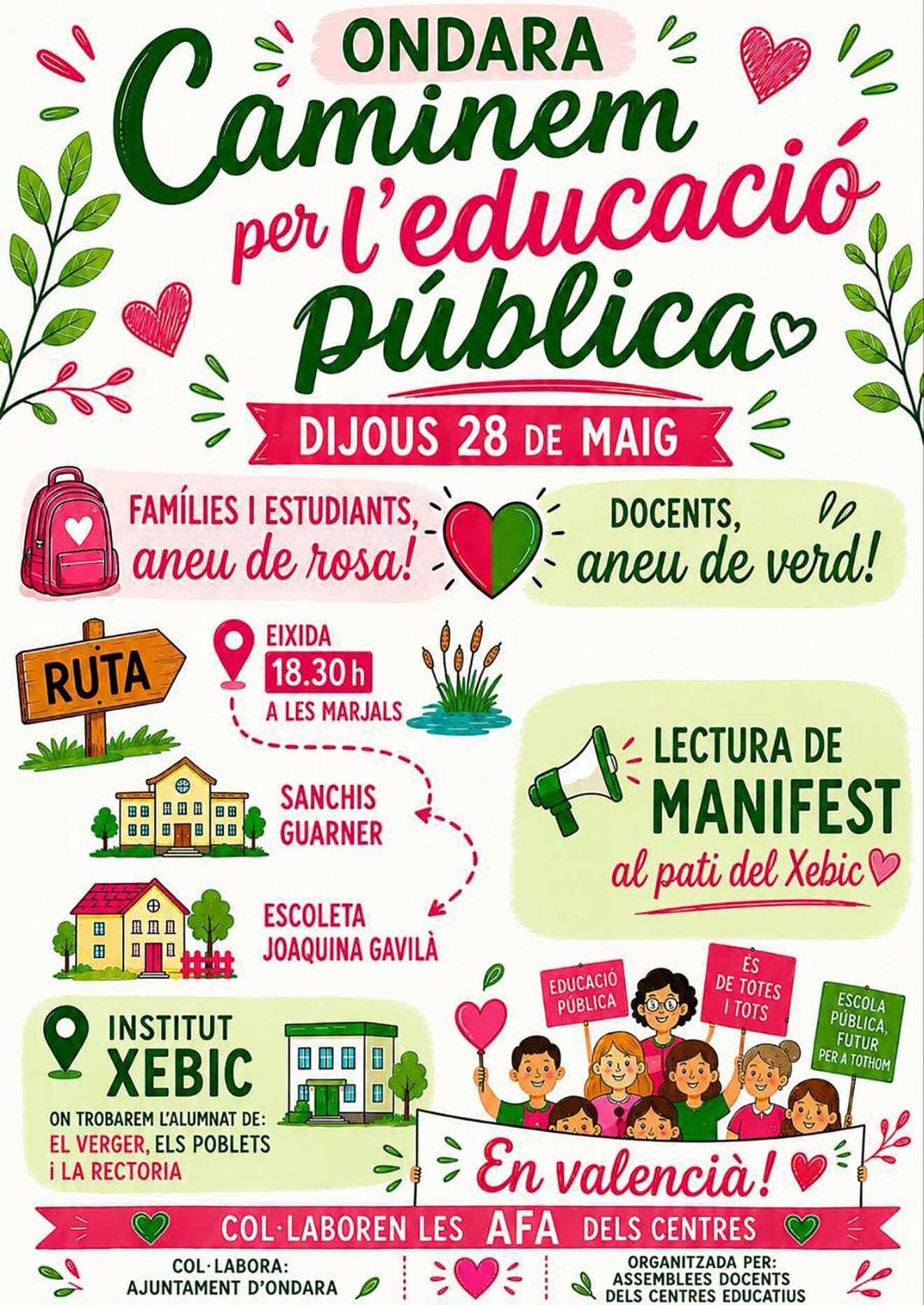 Convocatoria 'Caminem per l’educació pública' en Ondara