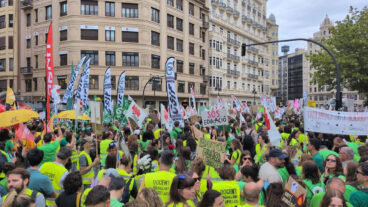 Docentes de la Marina Alta en la manifestación en València el 5º día de huelga indefinida en la Comunitat Valenciana