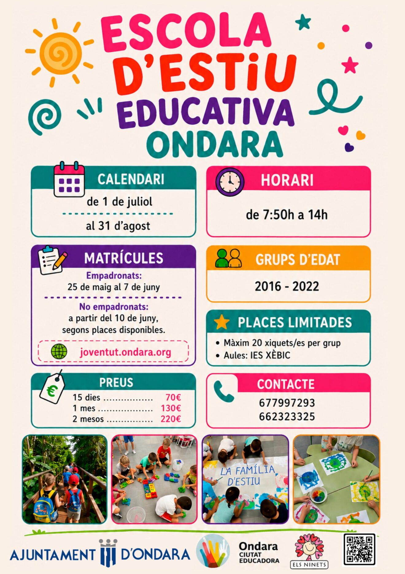 Infografía Escuela Educativa de Verano Ondara