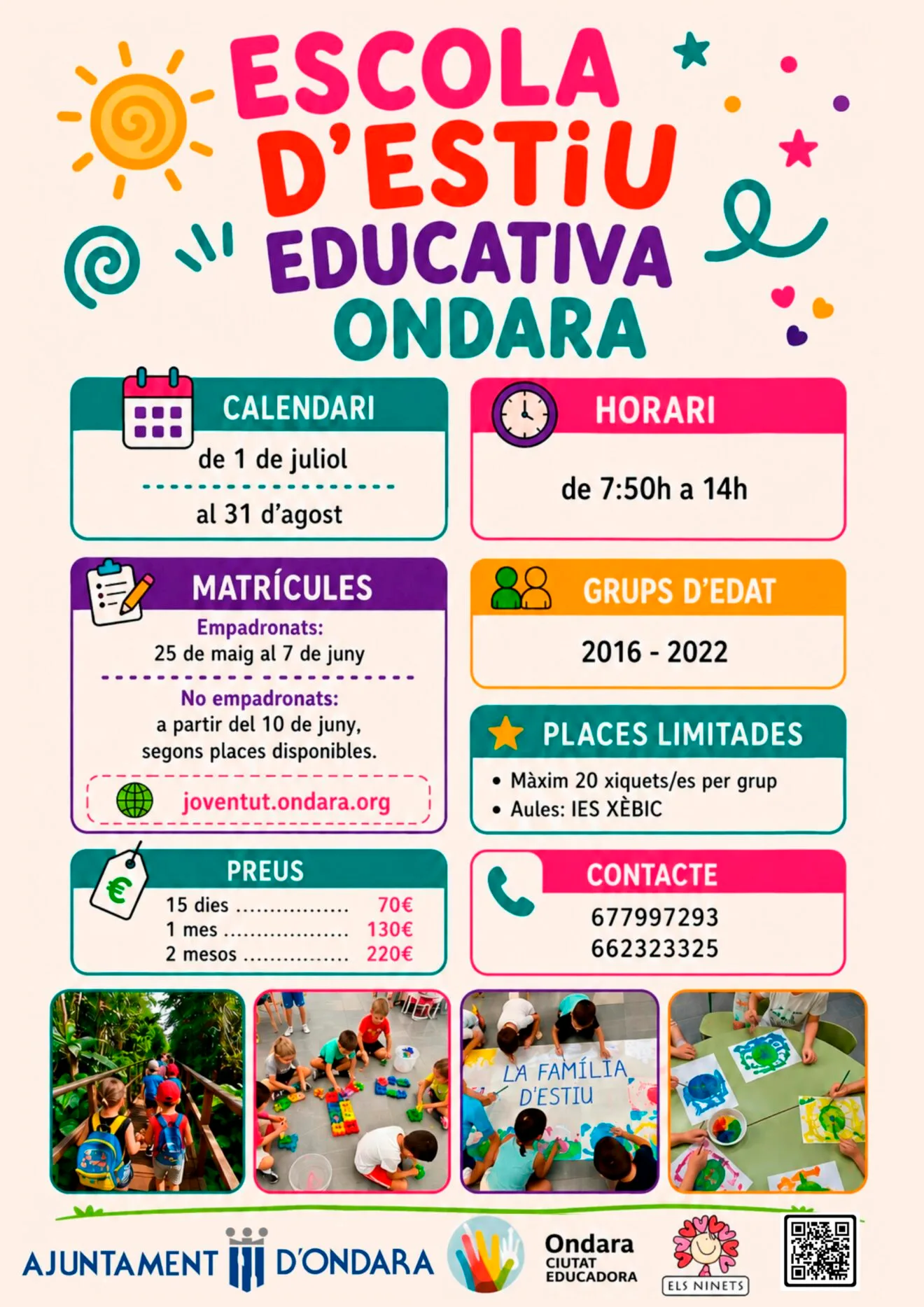 Infografía Escuela Educativa de Verano Ondara