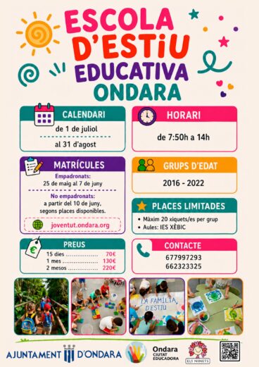 Infografía Escuela Educativa de Verano Ondara