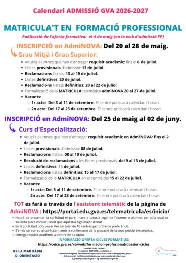Información sobre la admisión a FP