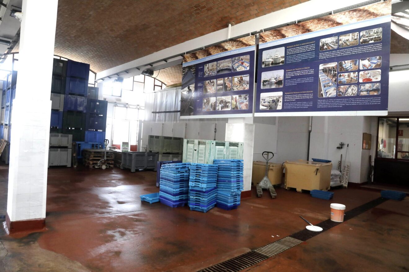 Interior de la lonja de pescado gestionada por cofradías en Xàbia