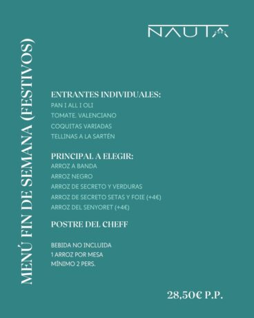 Menú Fin de Semana y festivos
