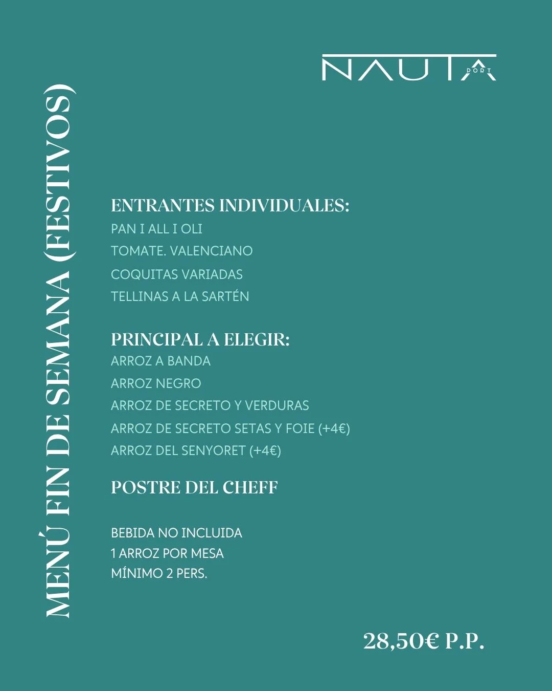 Menú Fin de Semana y festivos