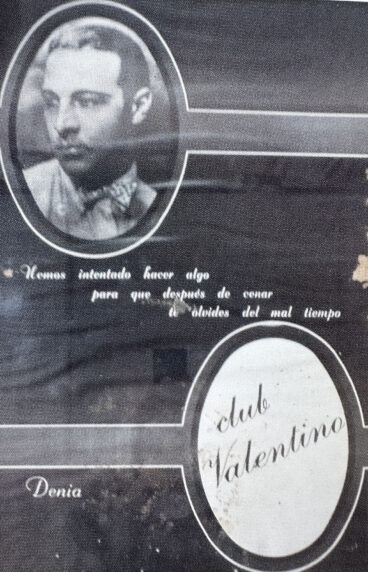 Postal de Valentino Discoteca de Dénia – Imagen del libro ‘150 anys de música i ball a la Marina Alta’