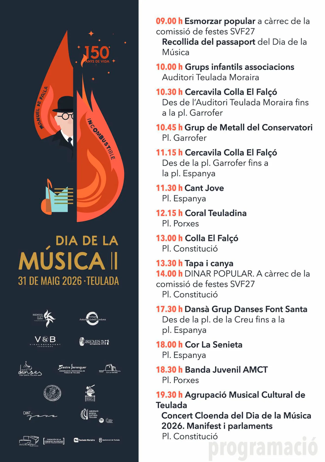Programa de conciertos y actuaciones por el Día de la Música de Teulada Moraira 2026
