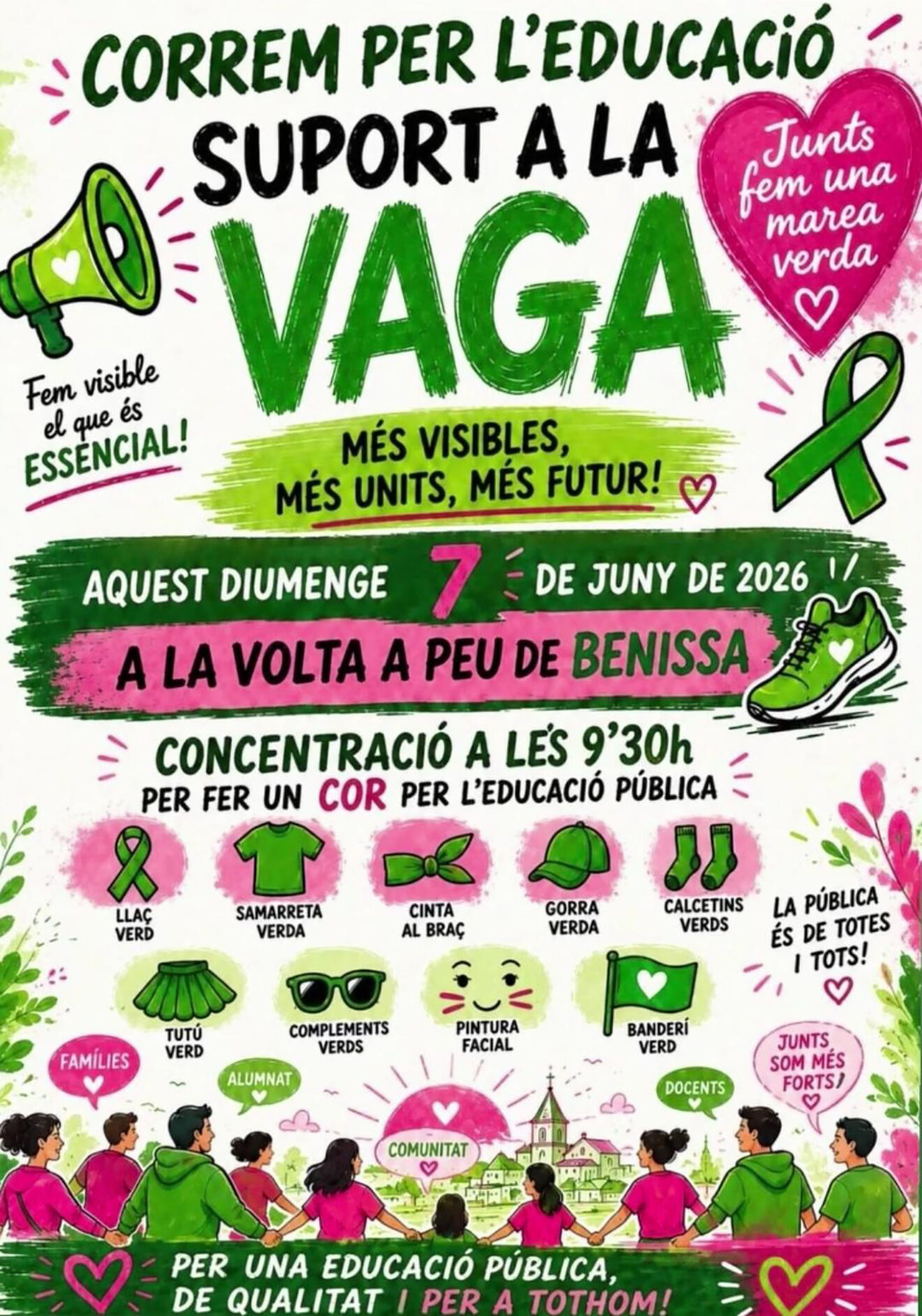Apoyo a la huelga de docentes valencianos en la Cursa de Benissa 2026
