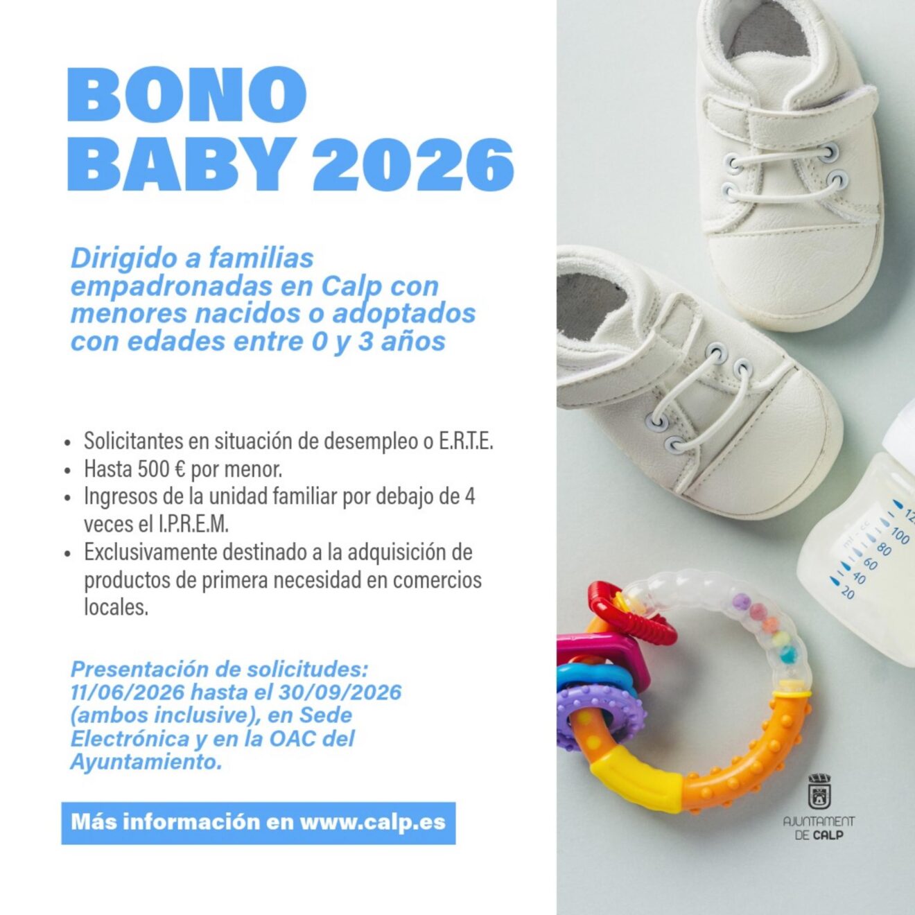 Cartel informativo del Bono Baby 2026 de Calp