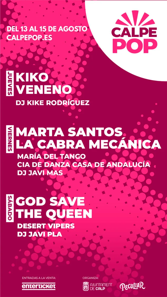 Calpe Pop se dispara en 2026: Kiko Veneno, Marta Santos, La Cabra Mecánica y el mejor tributo a Queen 2 Imagen: Cartel de Calpe Pop 2026