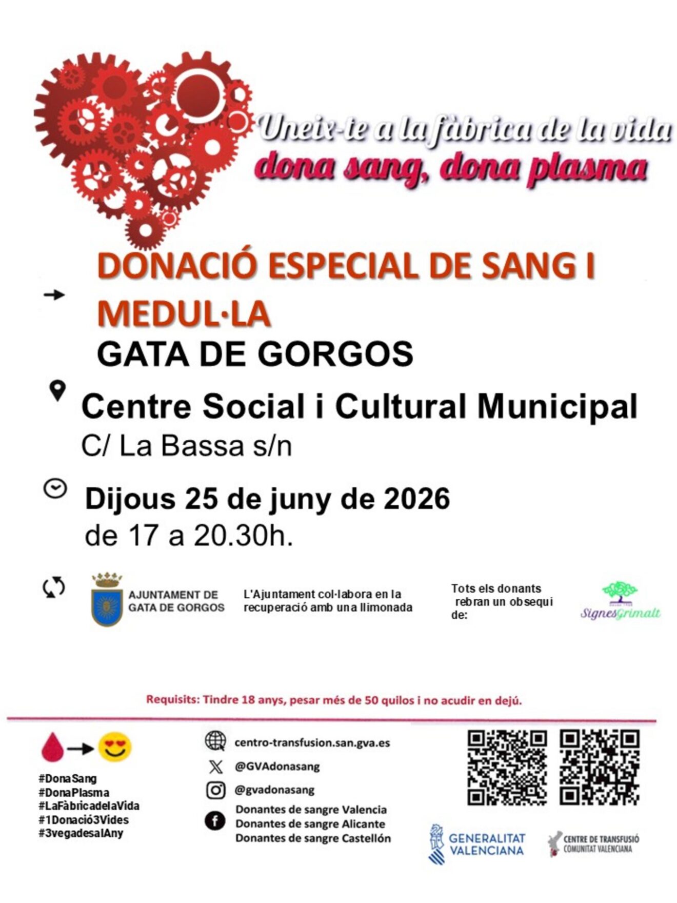 Cartel Donación Sangre Gata de Gorgos