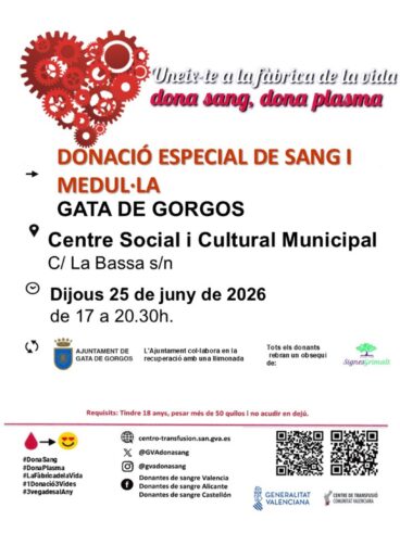Cartel Donación Sangre Gata de Gorgos