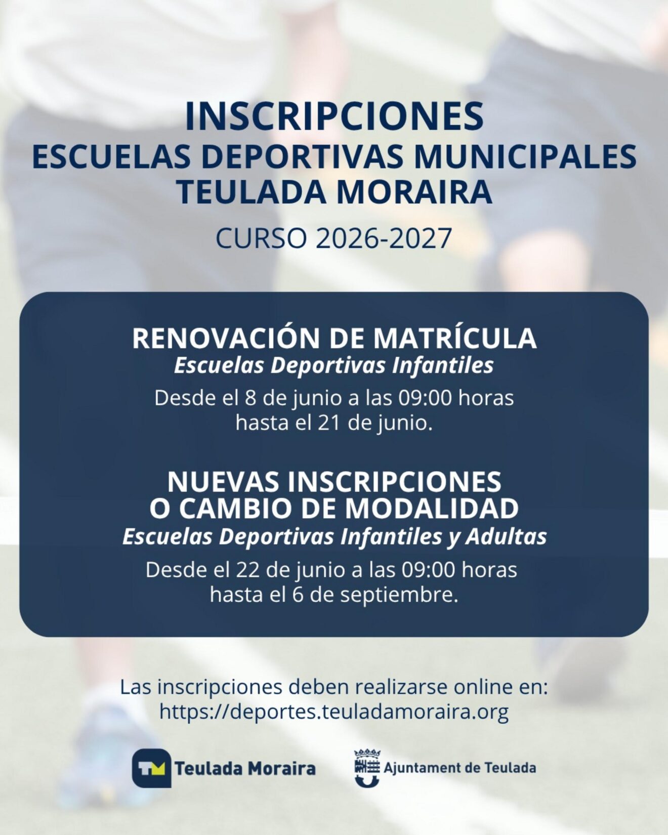 Cartel inscripciones Escuelas Deportivas Teulada Moraira 2026-2027
