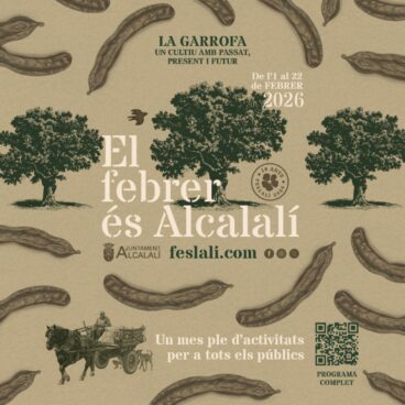 Cartel promocional de las jornadas sobre la algarroba en Alcalalí