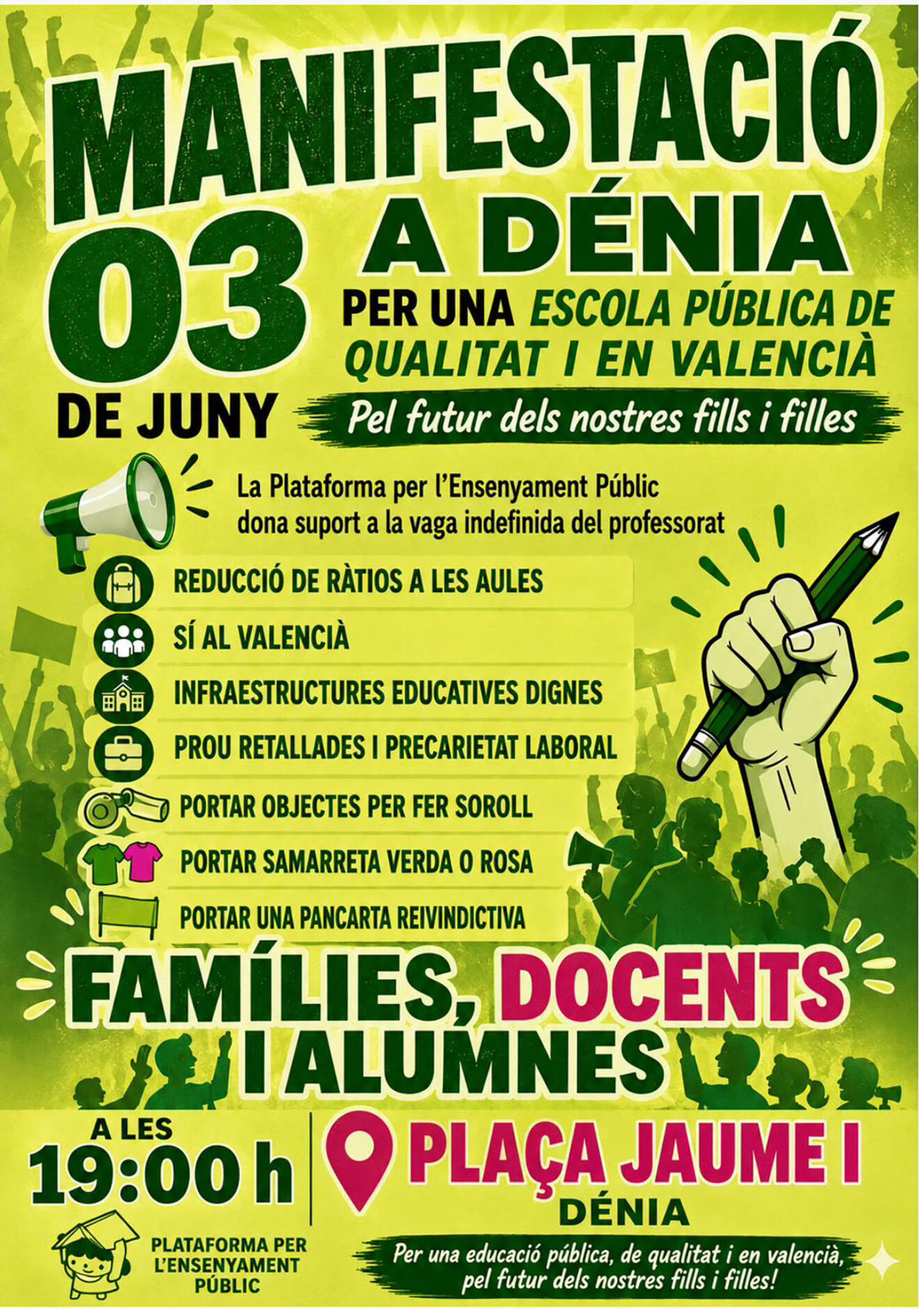 Cartel manifestación en Dénia 3 de junio