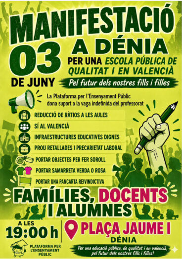 Cartel manifestación en Dénia 3 de junio