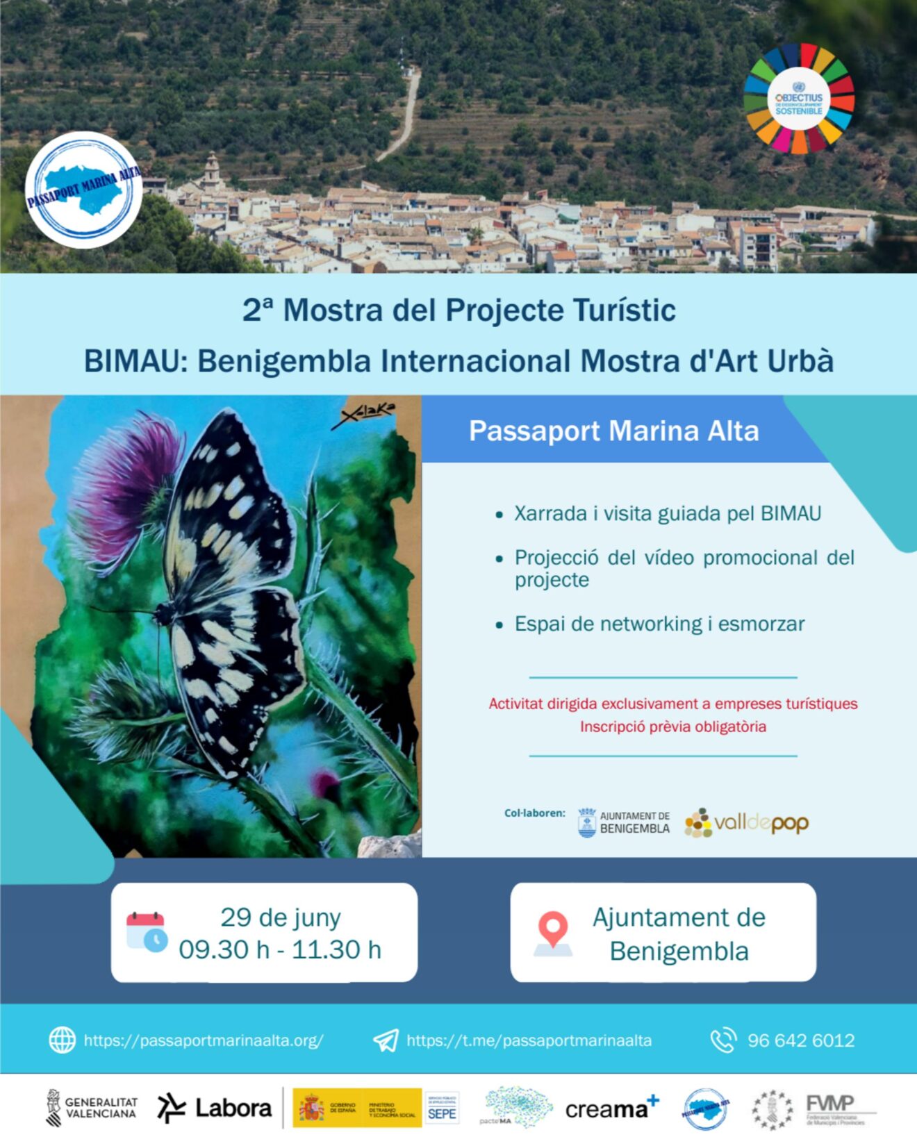 Cartel de la 2ª Muestra del Proyecto Turístico BIMAU en Benigembla