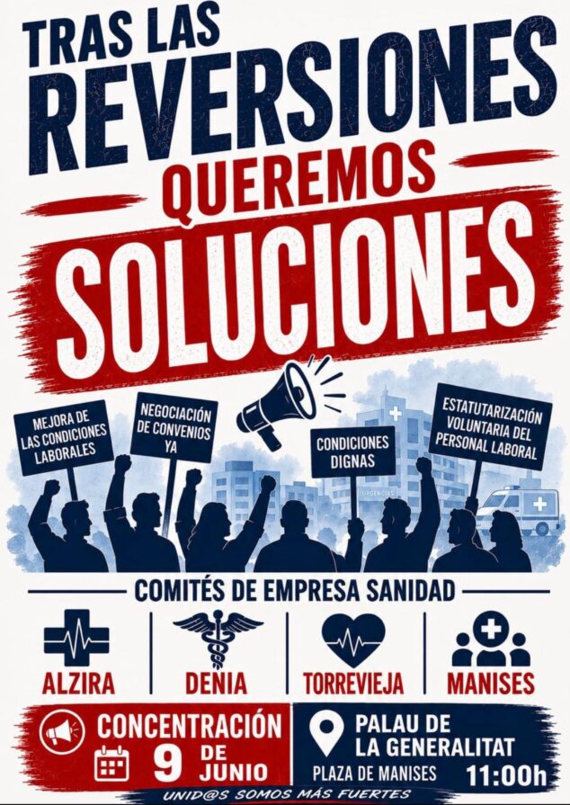 Imagen: Cartel de la concentración de los comités de empresa de sanidad el 9 de junio.