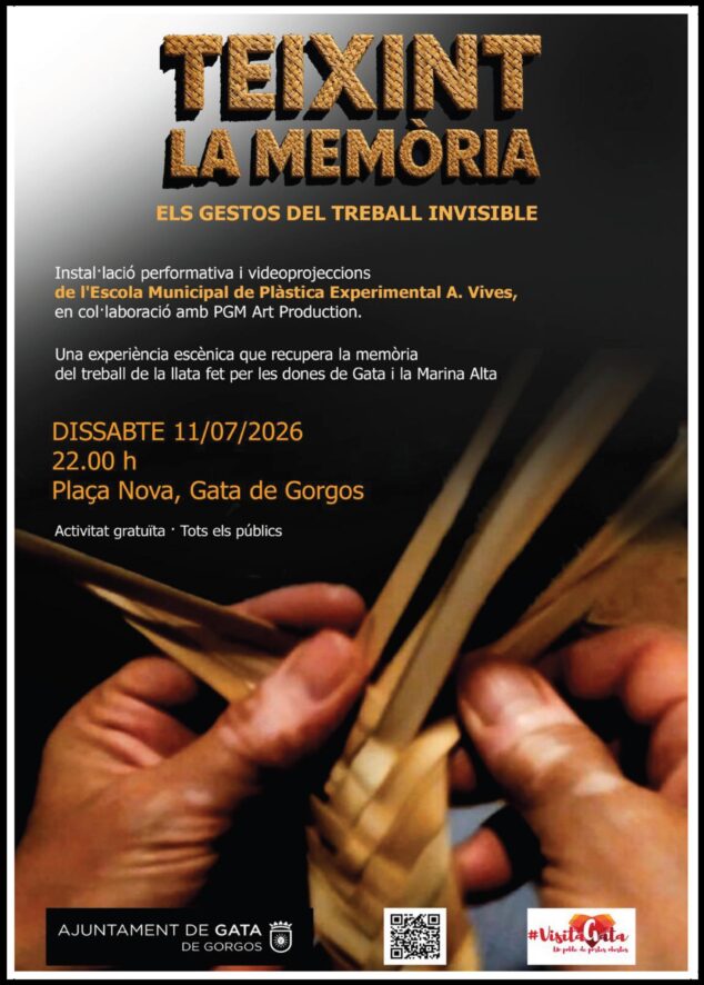 Imagen: Cartel de l'esdeveniment "Teixint la memòria, els gestos del treball invisible" a Gata.