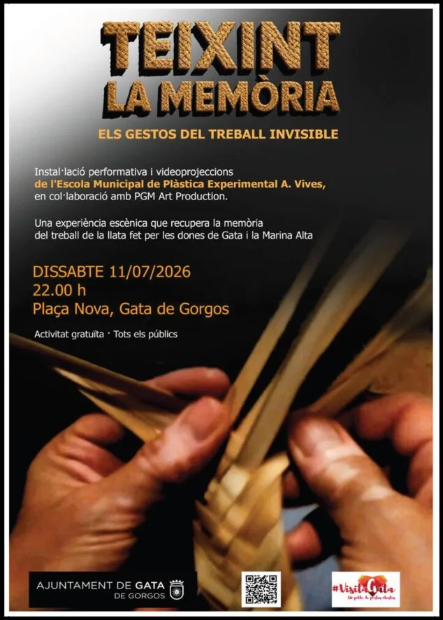 Imagen: Cartel de l'esdeveniment "Teixint la memòria, els gestos del treball invisible" a Gata.
