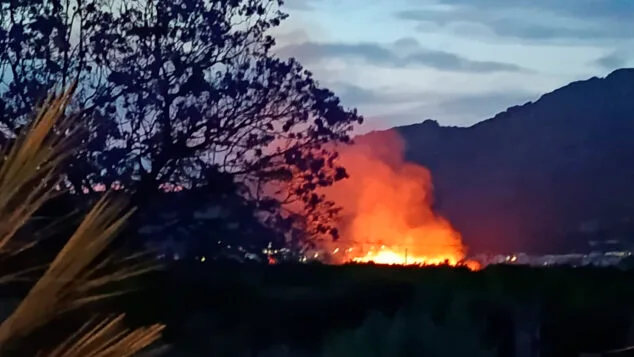 Un incendio sorprende a los vecinos de Sanet i Negrals durante la noche 2 Imagen: Incendio entre campos de cultivos en Sanet i Negrals