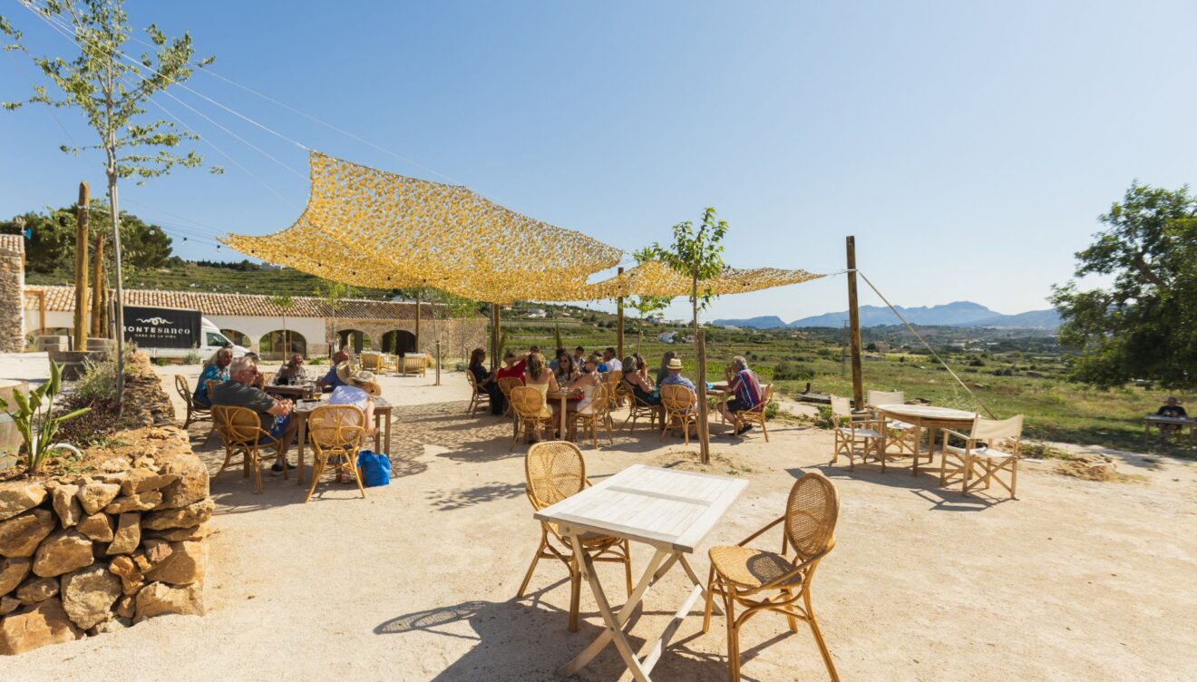 Paisaje de viñedos y riuraus tradicionales donde se ubica el restaurante