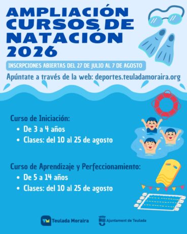 Infografía ampliación cursos natación Teulada 2026