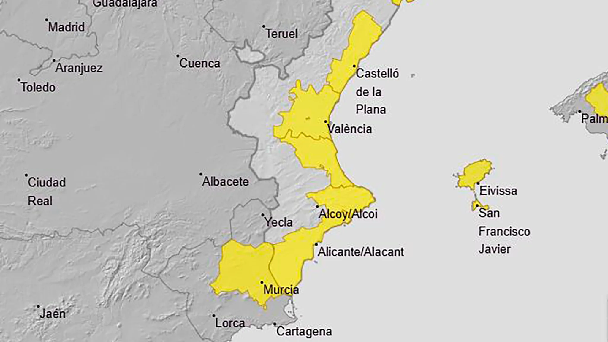 avisos activos en la comunitat valenciana sabado 25 de julio 2026