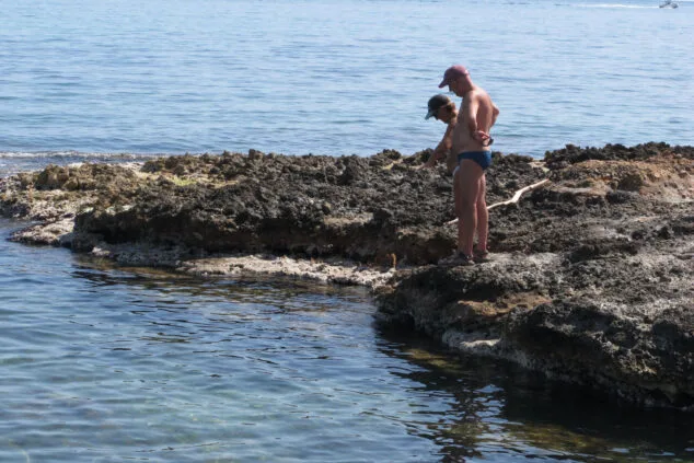Imagen: Bañistas de Les Rotes de Dénia en un episodio de avistamiento de medusas (archivo)