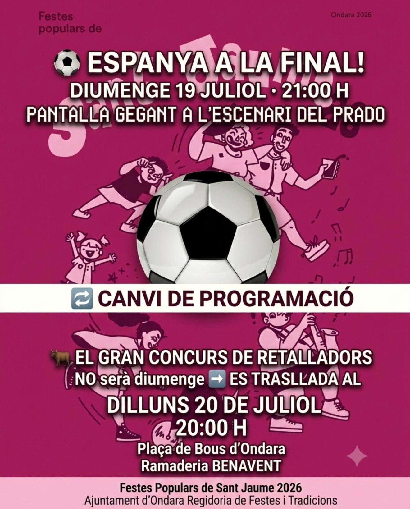 Cartel informativo cambios Festes de Sant Jaume 2026
