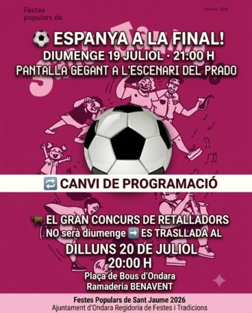 Cartel informativo cambios Festes de Sant Jaume 2026
