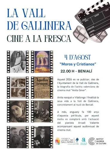 Cartel del Cine a la Fresca en La Vall de Gallinera homenajeando a Anita Giner