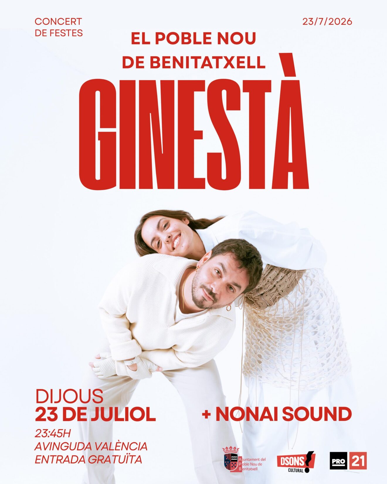 Cartel del concierto de Ginestà en Benitatxell
