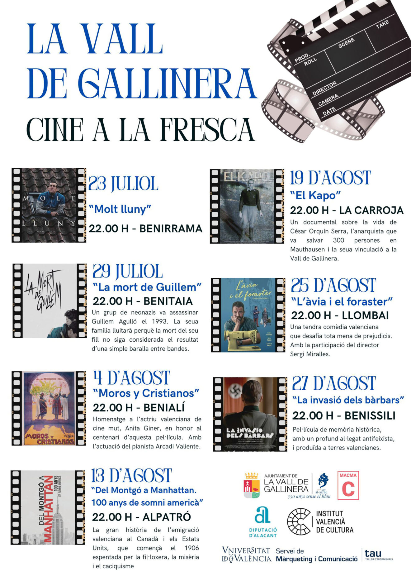 Cartel del ciclo de ‘Cinema a la Fresca’ de la Vall de Gallinera