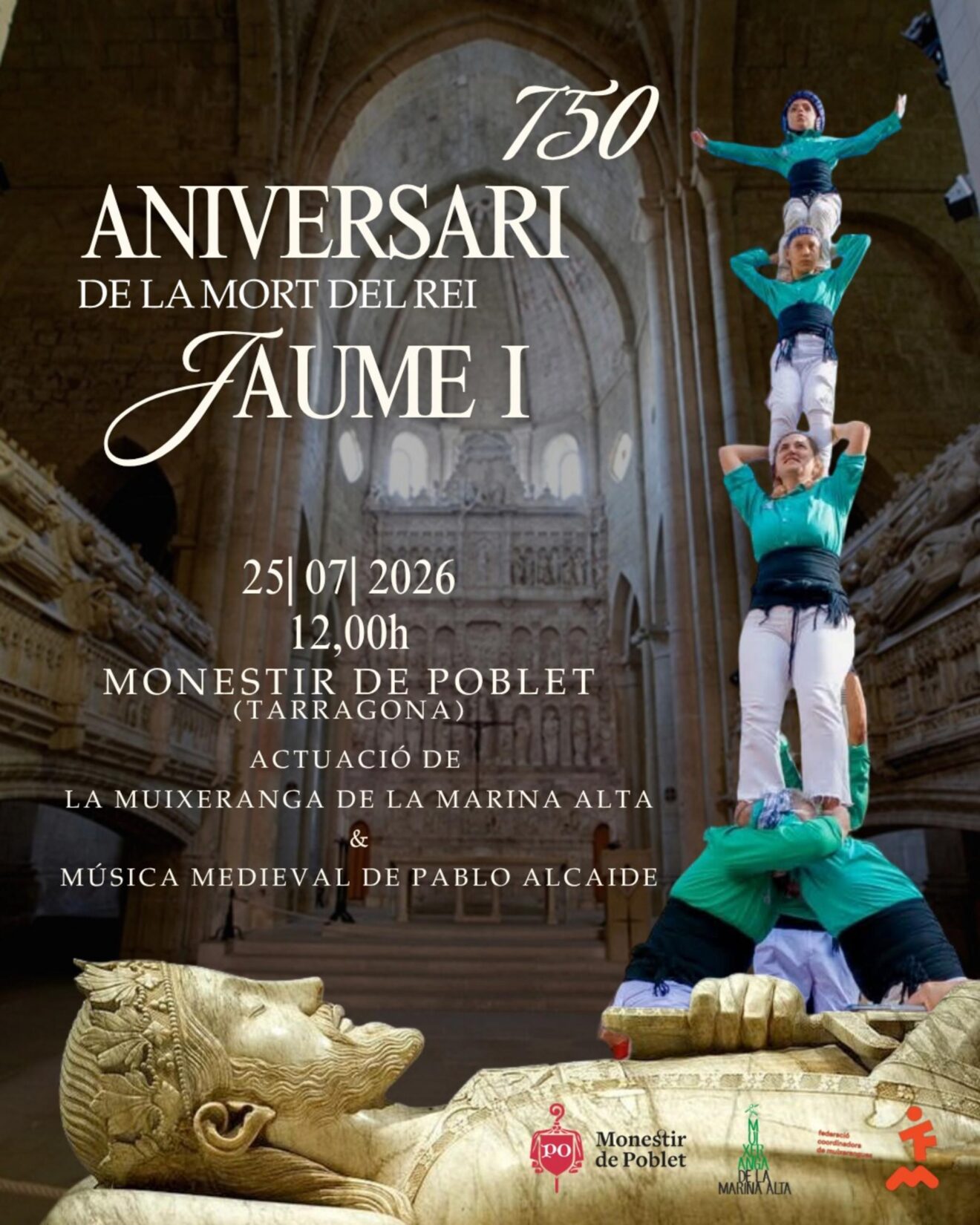 Cartel del homenaje de la Muixeranga de la Marina Alta a Jaime I en Poblet