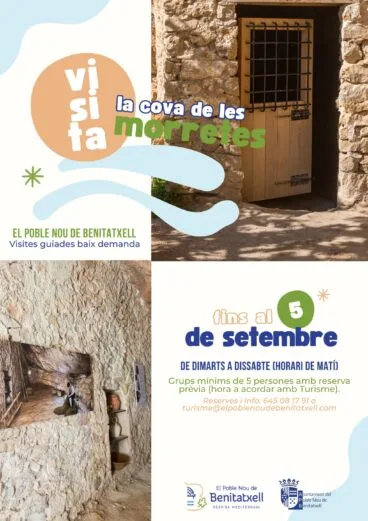 Cartel promocional de las visitas a la Cova de les Morretes