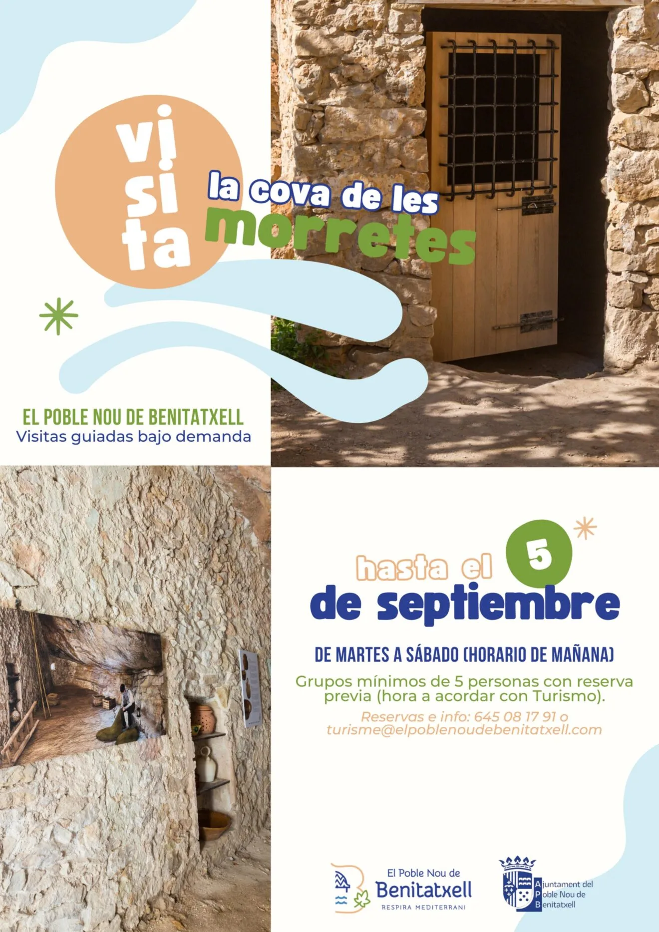 Cartel informativo visitas Cova de les Morretes