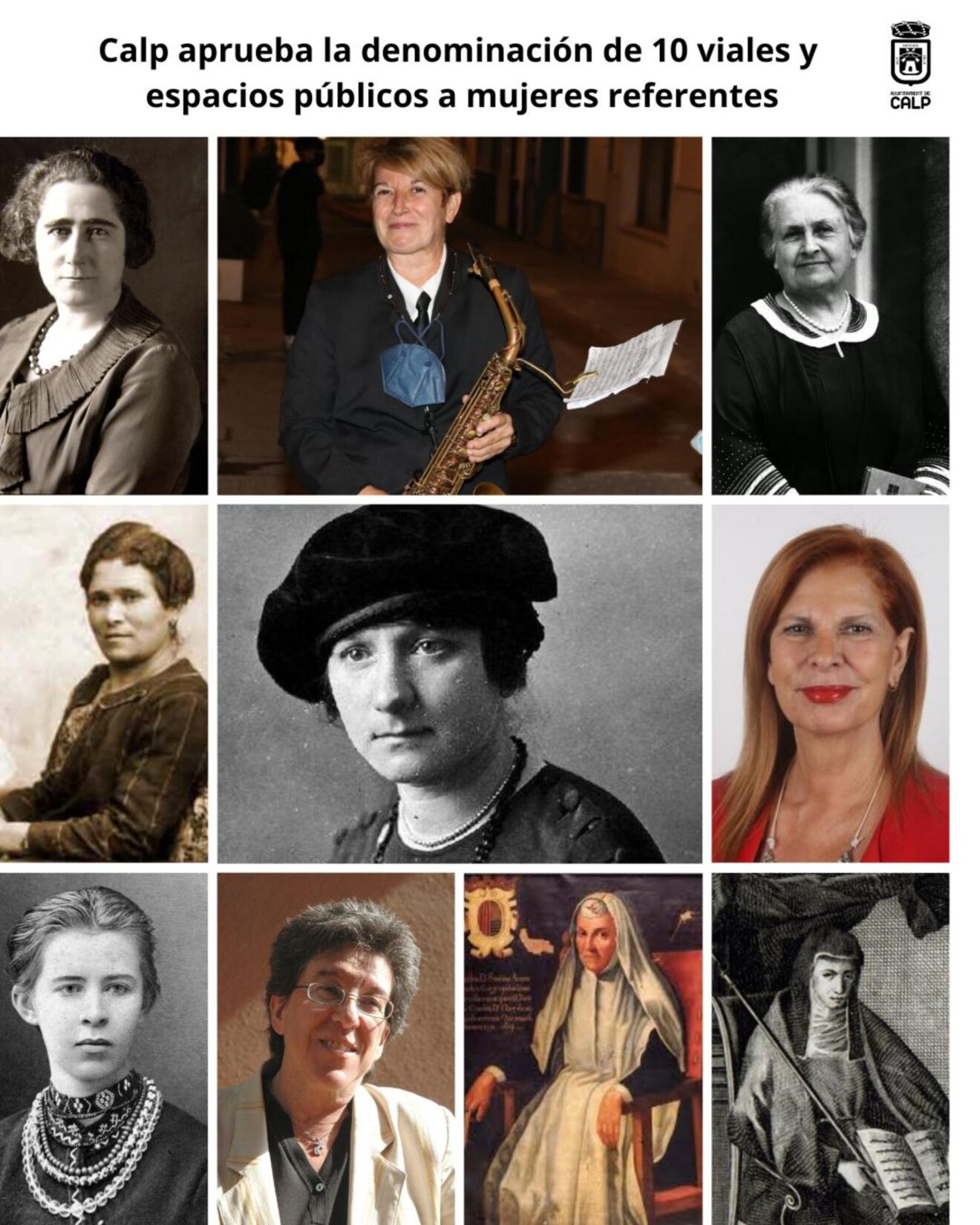Collage de mujeres referentes que darán nombre a calles de Calp