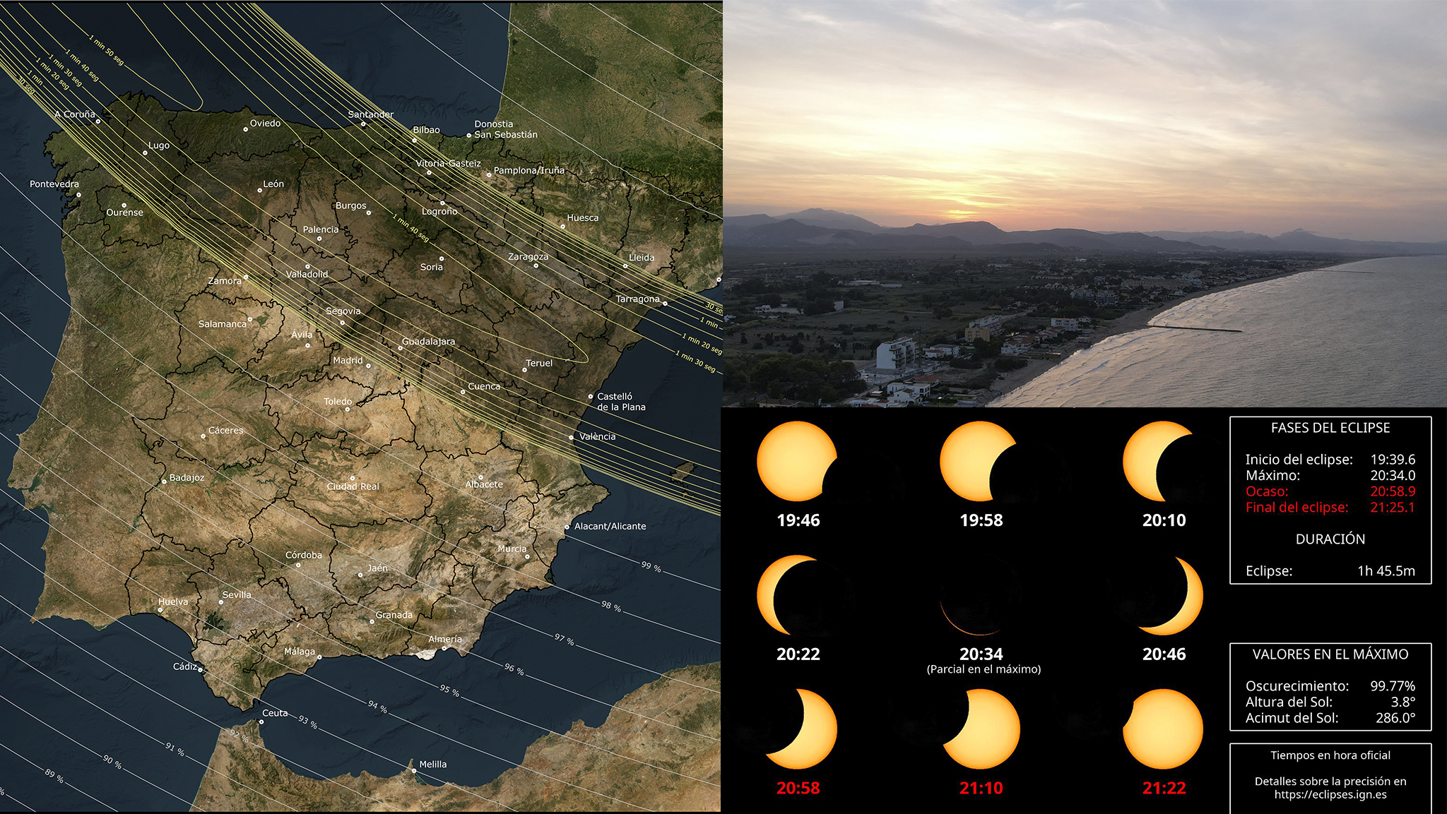 como se vera el eclipse solar en los 33 municipios de la marina alta