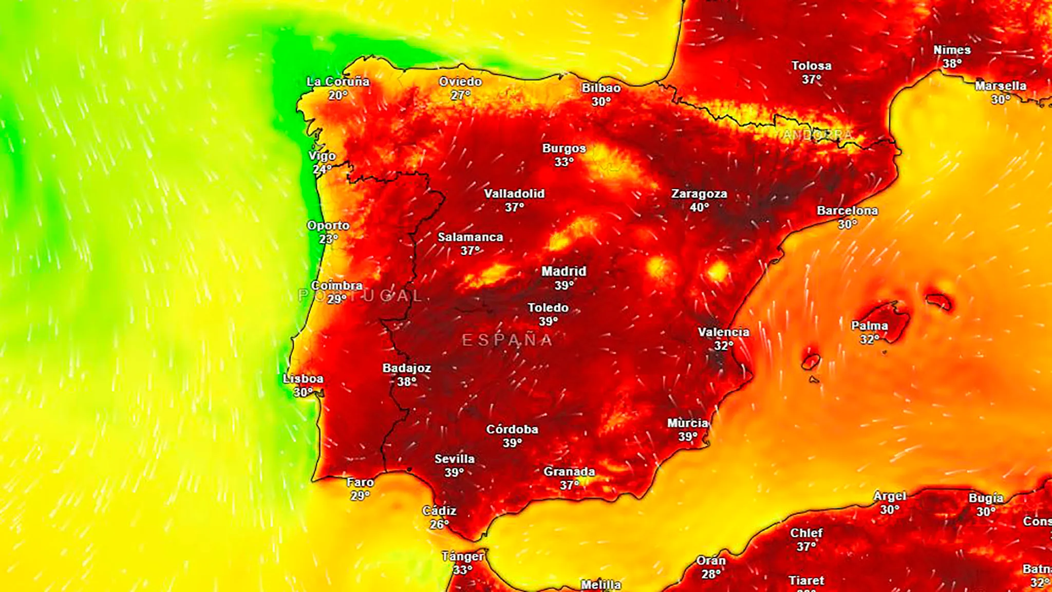 mapa de prediccion de temperaturas meteored para el martes 7 de julio 2026 a las 14 00 horas
