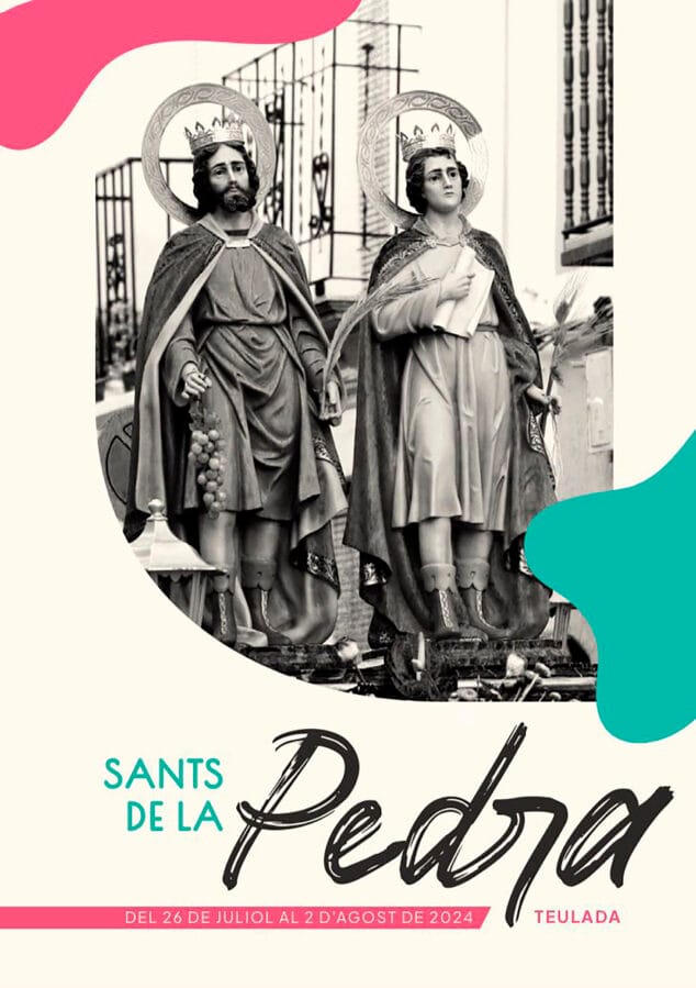 Imagen: Portada del libro de las fiestas populares de Sants de la Pedra en Teulada-Moraira de 2024
