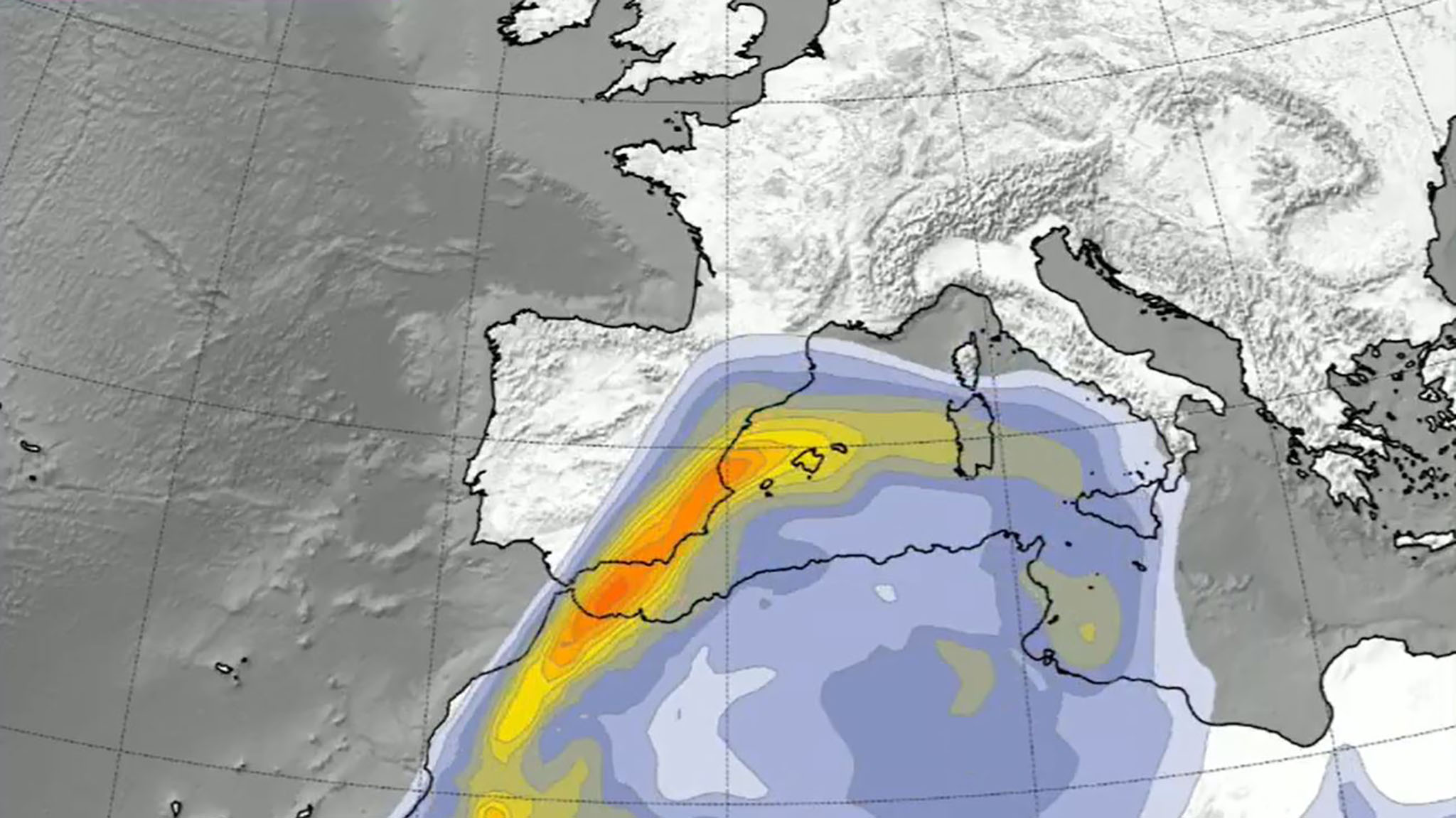 prevision de la aemet de la lengua de polvo en suspension sobre la comunitat valenciana el jueves 16 de julio a las 06 00 horas