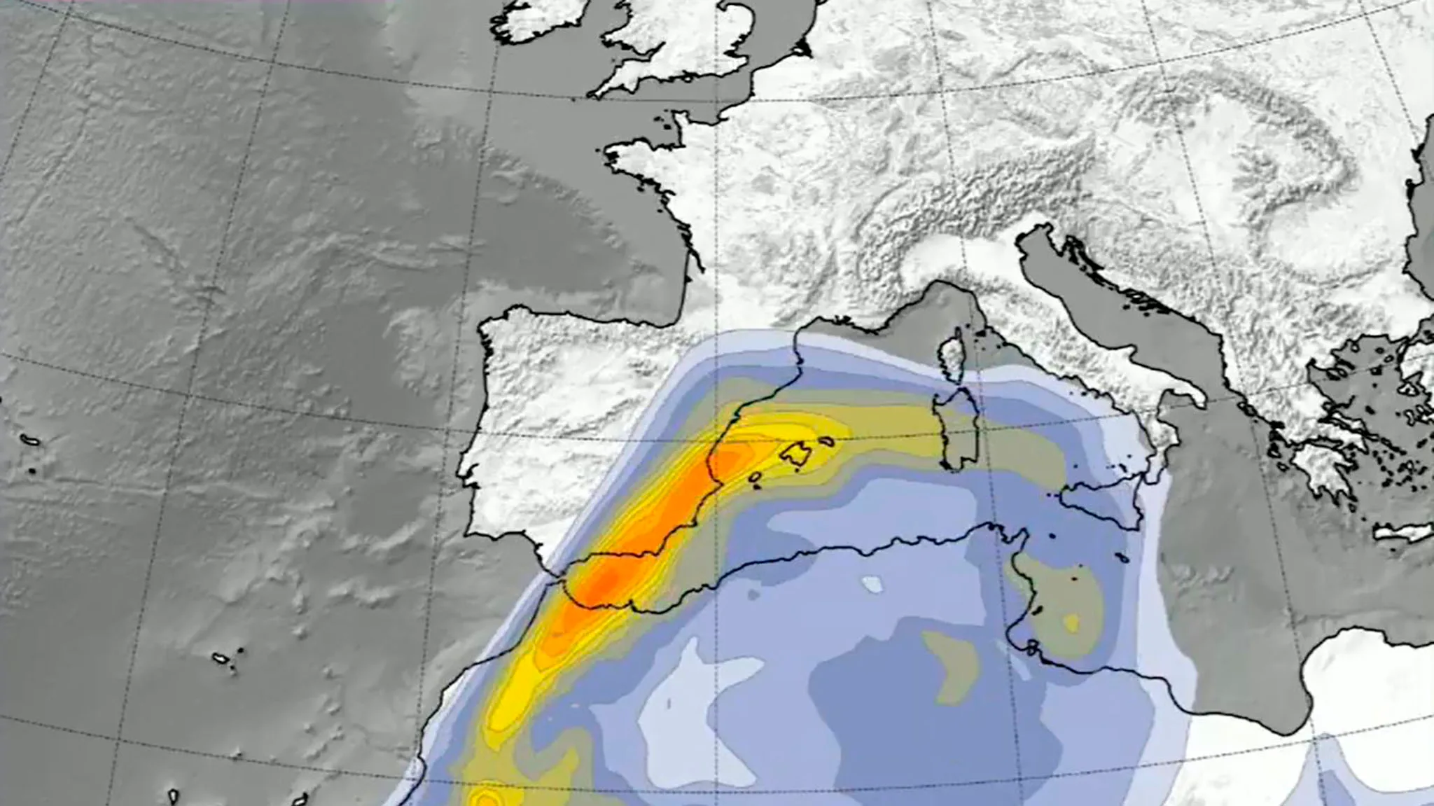 prevision de la aemet de la lengua de polvo en suspension sobre la comunitat valenciana el jueves 16 de julio a las 06 00 horas