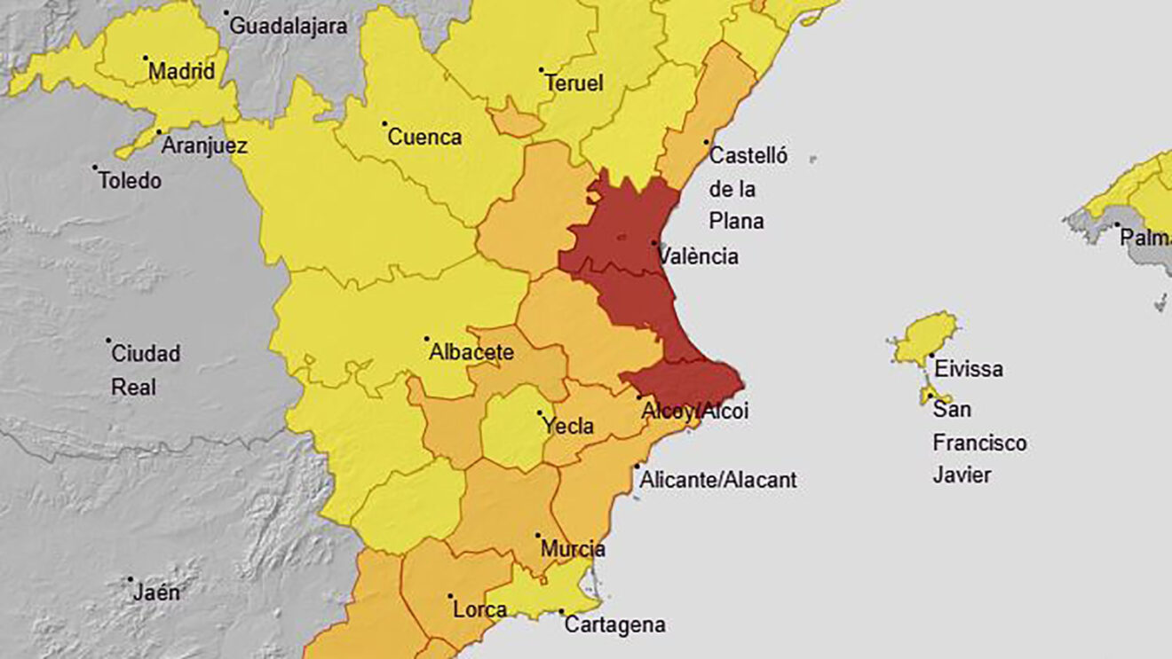 La AEMET eleva a rojo el aviso en la Marina Alta por calor extremo 2 aviso rojo por temperaturas maximas en el litoral norte de alicante el 19 de agosto 2026