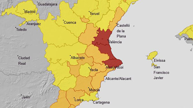 La AEMET eleva a rojo el aviso en la Marina Alta por calor extremo 3 aviso rojo por temperaturas maximas en el litoral norte de alicante el 19 de agosto 2026